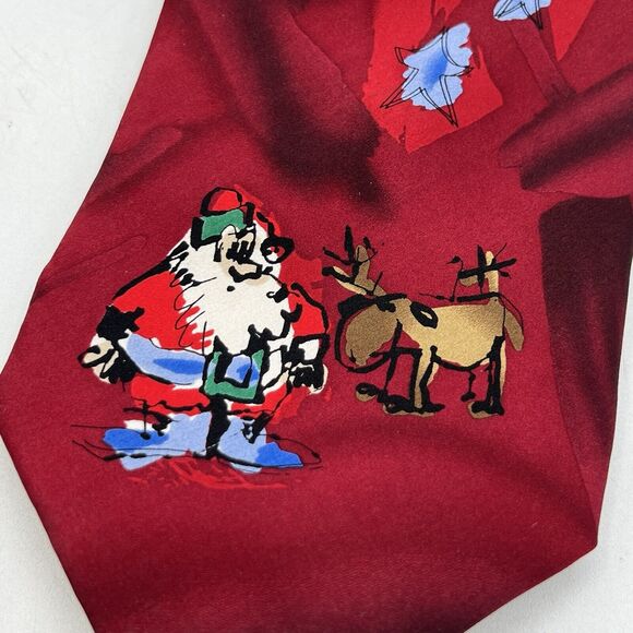 J. Garcia Merry Christmas Tie Collection 32 Holiday Red Santa Reindeer 4x59" - Picture 1 of 5